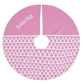 Name Hot Pink Muster Weihnachten Polyester Weihnachtsbaumdecke