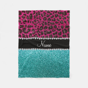 Name Hot Rosa Glitzer Leopard Türkis Glitzer Fleecedecke