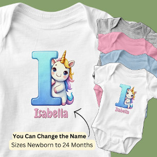 Name Hübsch rosa Niedlicher Buchstabe I Einfärbung Baby Strampler