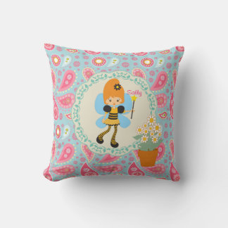 Name Hübsche Biene Fairy Pink Paisley Girls Room Kissen