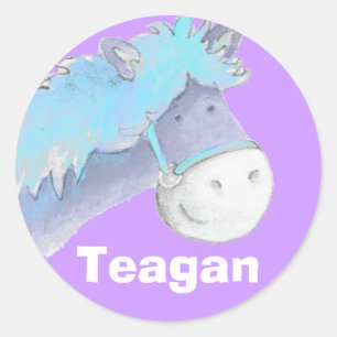Name-ID "Teagen blue lila Pferdekleber Runder Aufkleber