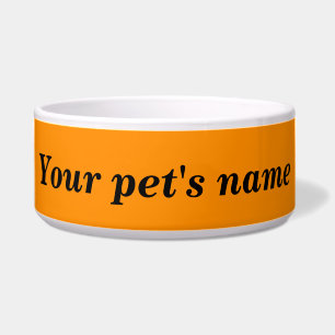 Name Ihres Haustieres mit orangefarbenem Hintergru Napf