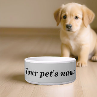 Name Ihres Hundes mit grauem Hintergrund auf Futte Napf