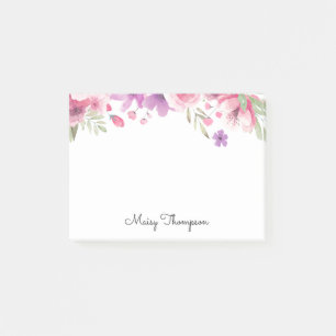 Name im Blumenrand-Script Post-it Klebezettel