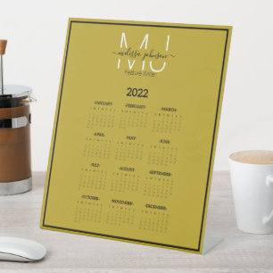 Name in Buchstaben Beruf mit Kalender Sockel  Sockelschild