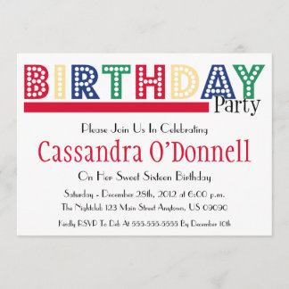 Name in Lights Birthday Party Einladungen (rot)