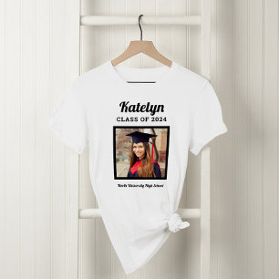 Name in Schriftzug Foto Abschlussklasse 2026 Weiß T-Shirt