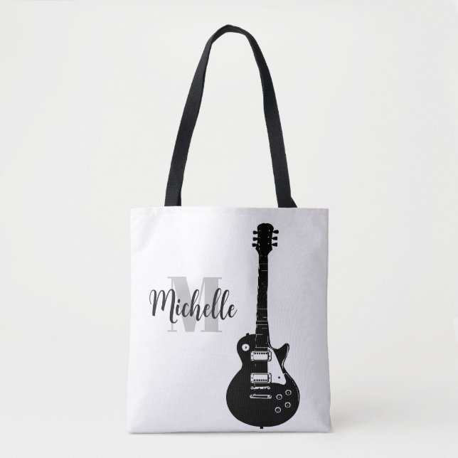 Name, Initial & Black Dreifach Klettmusik Gitarre Tasche (Vorderseite)