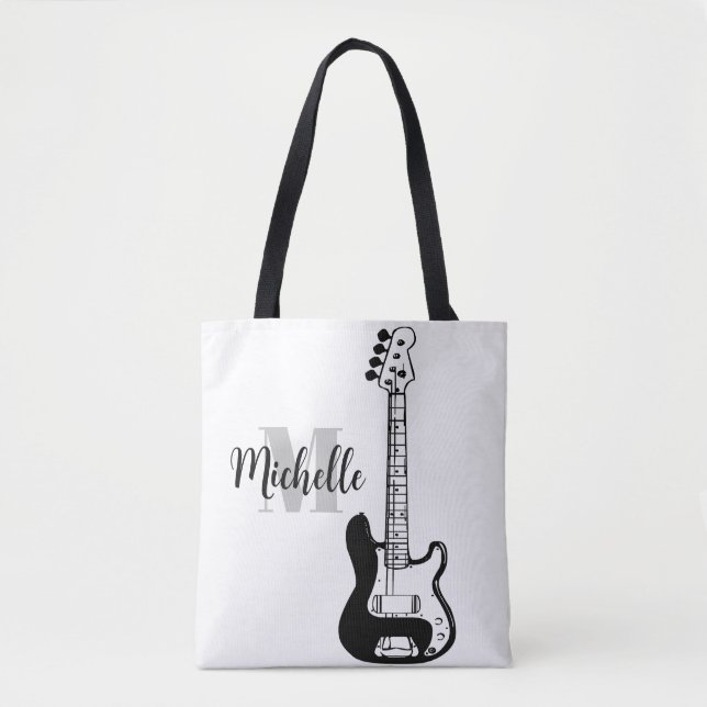 Name, Initial & Black Dreifach Klettmusik Gitarre Tasche (Vorderseite)