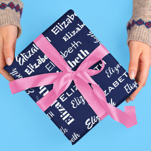 Name Initial Monogramm blaues Personalisiertes Ges Geschenkpapier