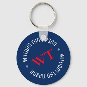Name Initialen Monogramm auf blau Schlüsselanhänger