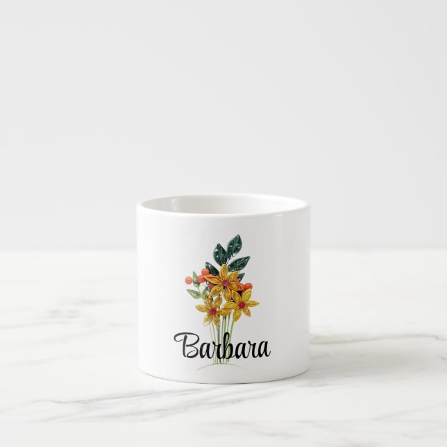Name Initialen oder Text, Papier Quilled Blumen 6o Espressotasse (Vorderseite)