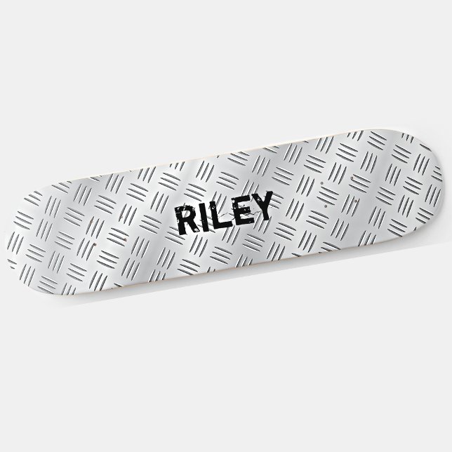 Name-Initialen Silver Grey Steel Schachbrett Plate Skateboard (Von Creator hochgeladen)