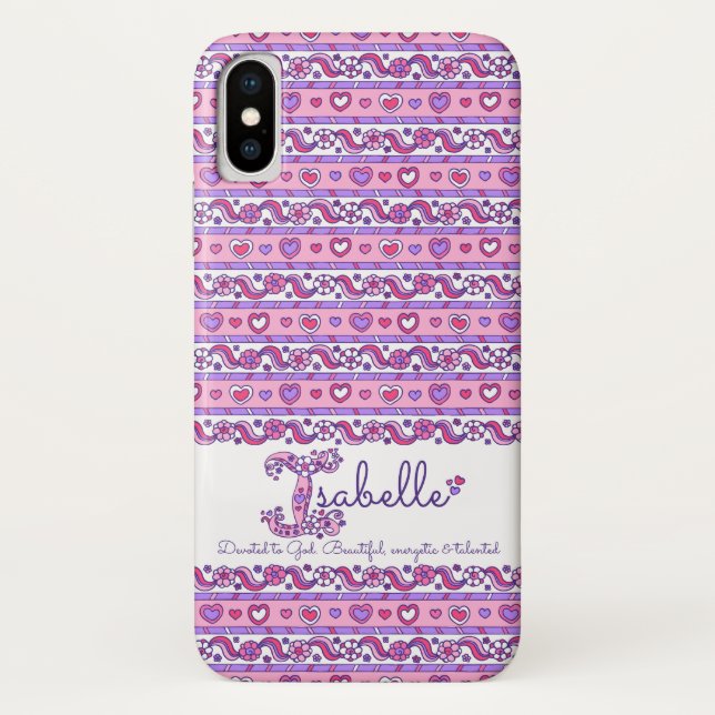 Name Isabelle I Monogramm: Doodle-Fall Case-Mate iPhone Hülle (Rückseite)