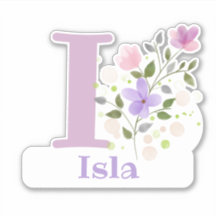 Name Isla plus Initial mit Blumendesign