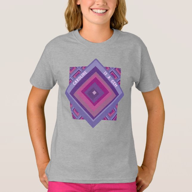 Name ist ein Gem Pink Lila Diamant-Muster Hübsch T-Shirt (Vorderseite)