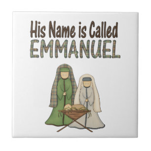 Name ist Emmanuel-WeihnachtsKeramik-Fliese Fliese