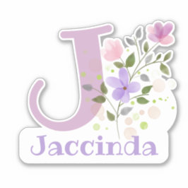 Name Jaccinda plus Initial mit Blumendesign Aufkleber