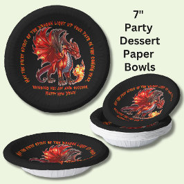 Name Jahr hinzufügen, Text - Feuerdrache - Neues J Pappteller