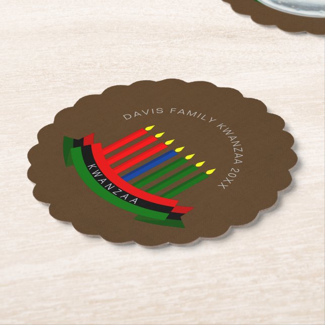 Name Jahr Kwanzaa Kerzen hinzufügen Untersetzer (angewinkelt)