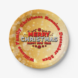Name Jahr passend Frohe Weihnachten 7" Pappteller