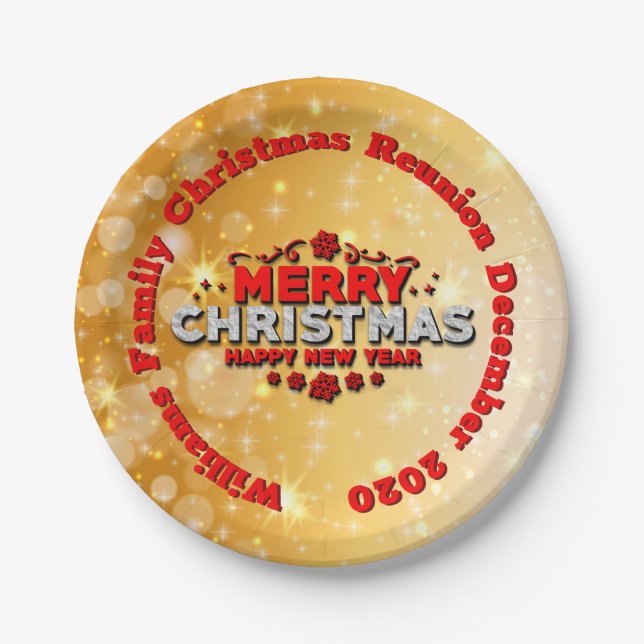 Name Jahr passend Weihnachten 20xx 7" Pappteller (Vorderseite)