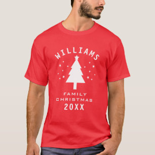 Name Jahr Stern Weihnachtsbaum Familien Spaß Rot W T-Shirt
