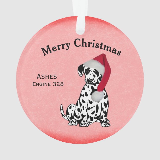Name , Jahr und Zeile des WeihnachtsDalmatiners Ornament (Rückseite)