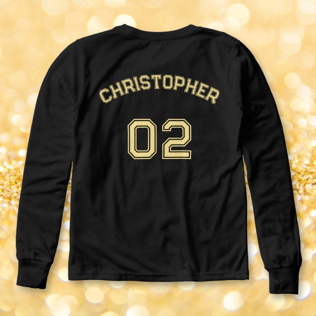 Name Jersey Nummer Boys Black Long Sleeve (Player Name Jersey Number Boys Black Long Sleeve Tri-Blend Shirts)