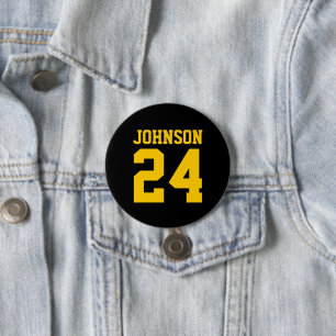 Name Jersey Nummer für Schwarz und Gelb Button