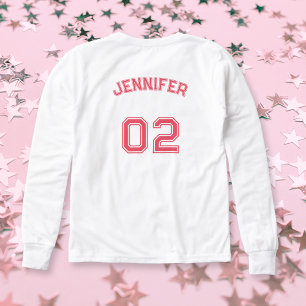 Name Jersey Nummer Girls White Long Sleeve