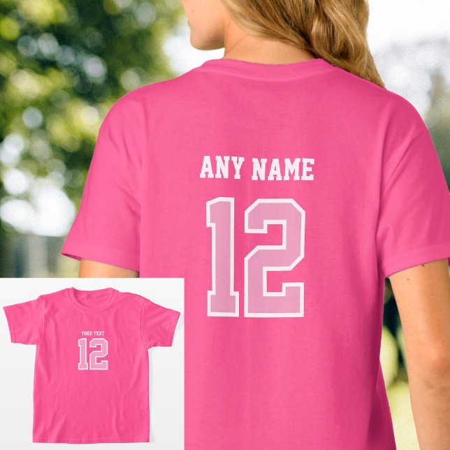 Name Jersey Sports Pink White T-Shirt (Von Creator hochgeladen)