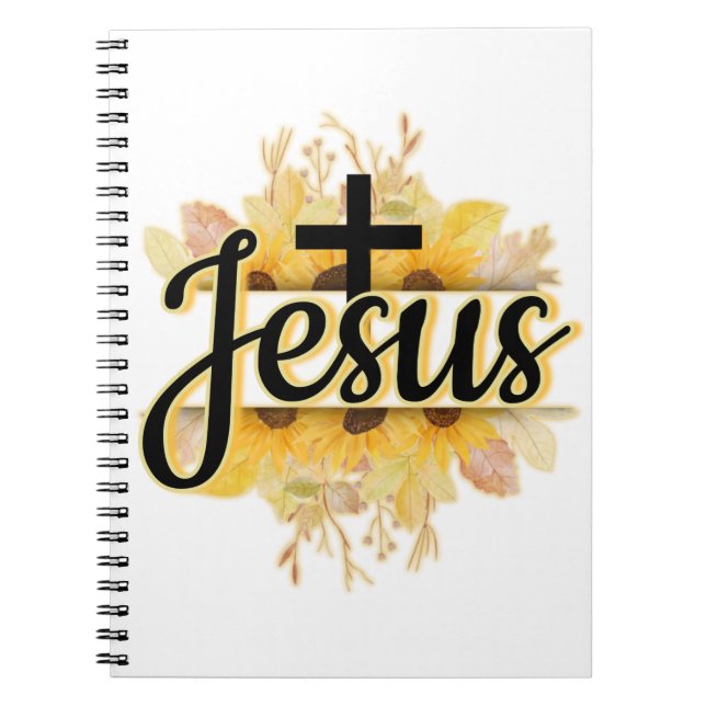 Name Jesus mit Sonnenblumen und Spiralscheibe Notizblock (Vorderseite)