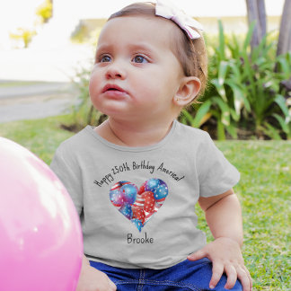 Name, July 4th Bicycles Heart 3mos to 24mos Baby T-shirt