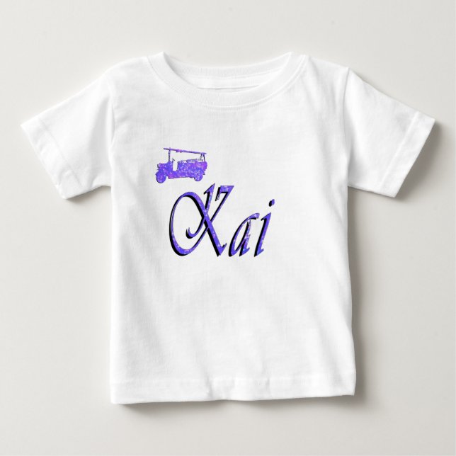 Name Kai mit Feuerwehrfahrzeugen, Baby T-shirt (Vorderseite)