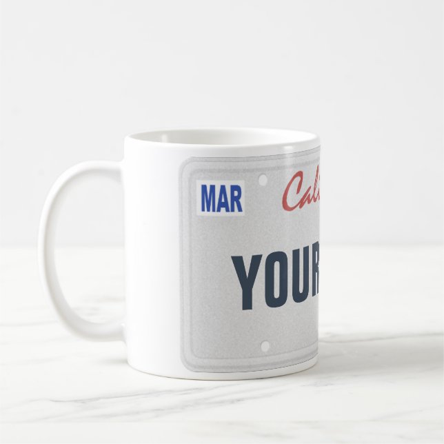 Name-Kalifornien-Lizenz-Platten-Tasse Kaffeetasse (Links)