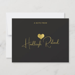 Name Kalligrafie Monogramm Gold Herz Schwarz Mitteilungskarte
