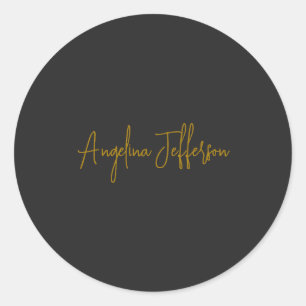 Name Kalligrafie Professionell Elegant Goldfarbe Runder Aufkleber