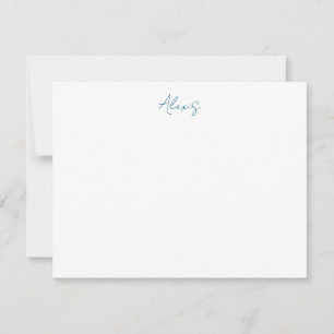 Name Kalligrafie Schrift Plain Einfach Weiß Blau Mitteilungskarte
