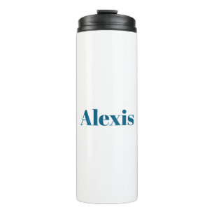 Name Kalligrafie Schrift Plain Einfach Weiß Blau Thermosbecher