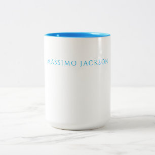 Name Kalligrafie Schrift Plain Einfach Weiß Blau Zweifarbige Tasse