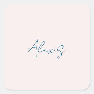 Name Kalligrafie Schrift Schlicht Einfach Pastellf Quadratischer Aufkleber
