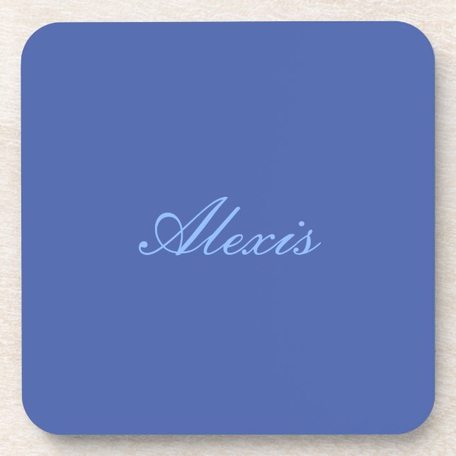 Name Kalligrafie Script Schlicht Simple Blue Getränkeuntersetzer (Vorderseite)