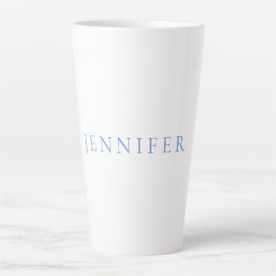 Name Kalligrafie Script Schlicht Simple White Blue Milchtasse
