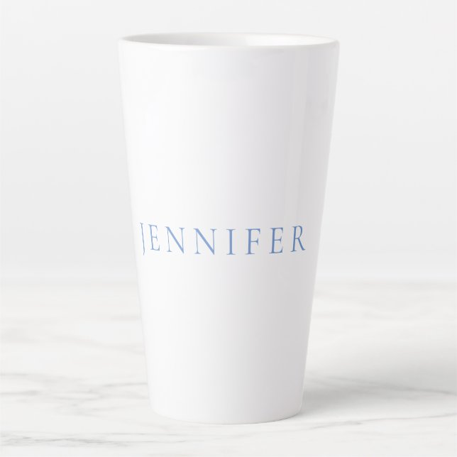 Name Kalligrafie Script Schlicht Simple White Blue Milchtasse (Vorderseite)