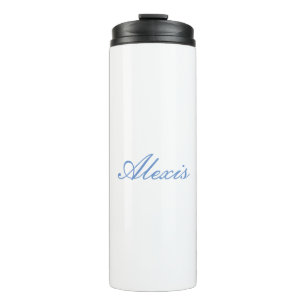 Name Kalligrafie Script Schlicht Simple White Blue Thermosbecher