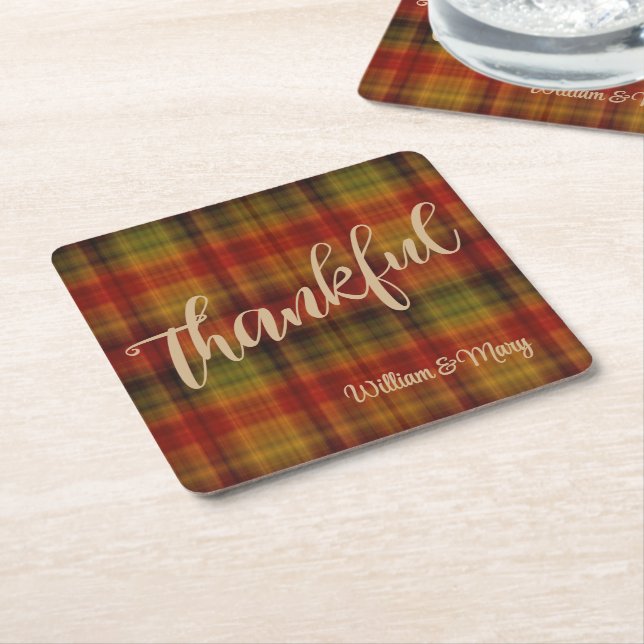 Name, Kariertes Muster - Form des Autumn Tickets Rechteckiger Pappuntersetzer (angewinkelt)