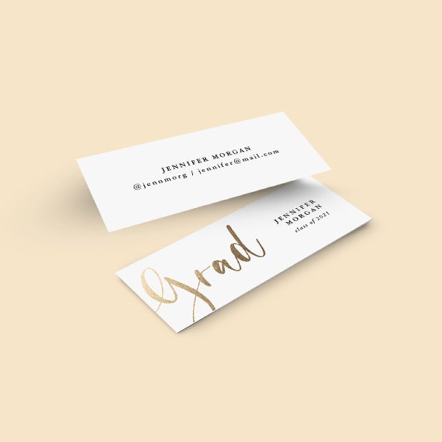 Name-Karte für den Gold-Script-Abschluss Mini Visitenkarte (Von Creator hochgeladen)