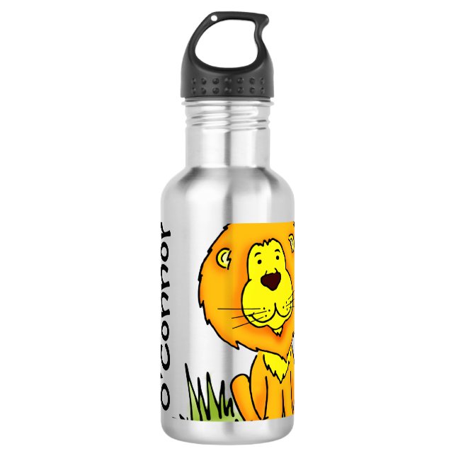 Name Kind Löwe orange gelbe Getränke Flasche Trinkflasche (Vorderseite)