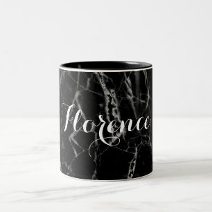 Name-klassischer schwarzer Marmordruck elegant Zweifarbige Tasse